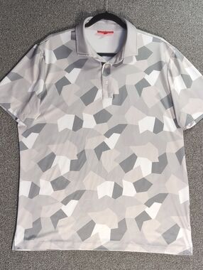 REDVANLY Geometric Camo Golf Polo Shirt Performance PUREpoly Size Large in Gray